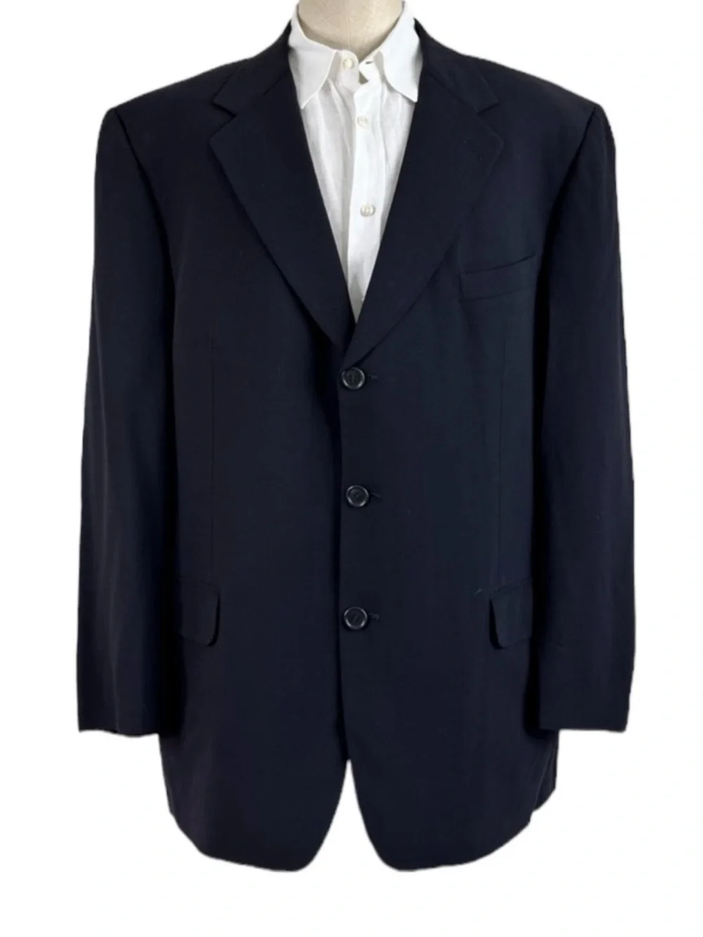ERMENEGILDO ZEGNA WOOL CLASSIC BLACK BLAZER SIZE 44